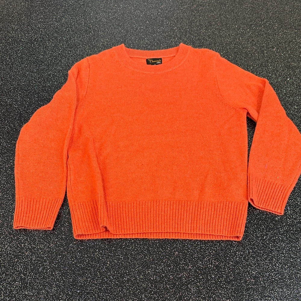 Crewcuts Kids Vibrant Orange Crewneck Cashmere Sweater, Size 6/7